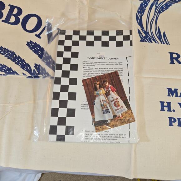 Flour Sack Children Jumper Pattern Kit 4 Flour Sacks Blue Ribbon Race Horse Oats - Picture 4 of 11